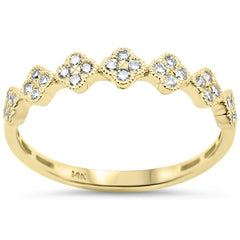 .20ct G SI 14K Yellow Gold Diamond Clover Band Ring Size 6.5