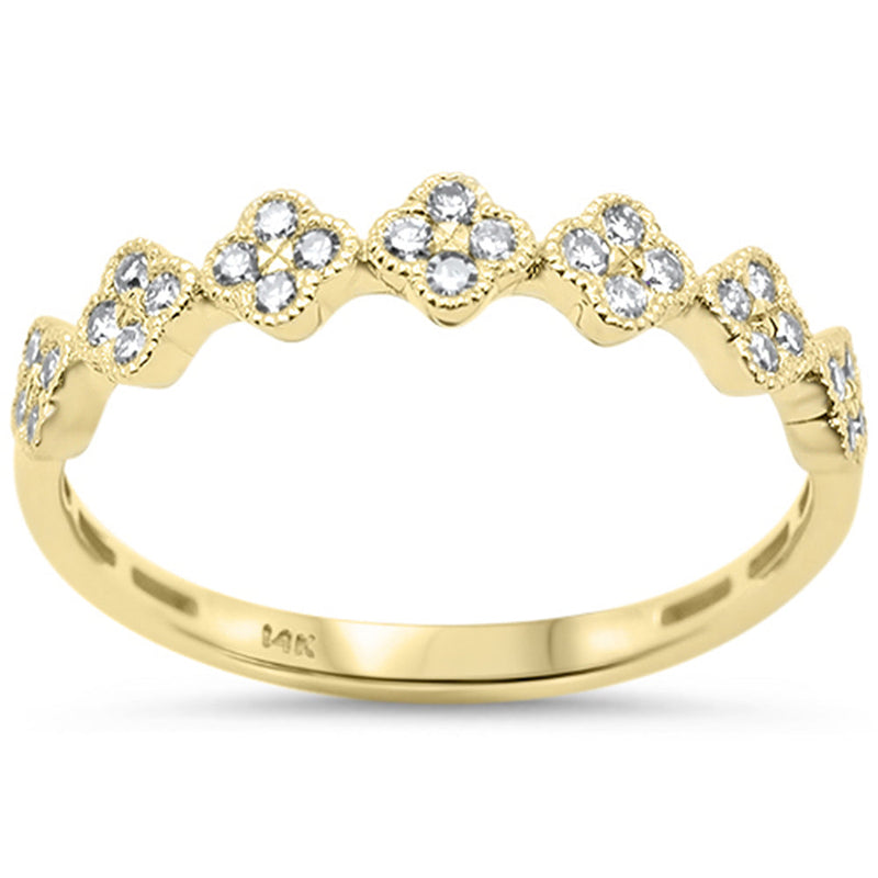 .20ct G SI 14K Yellow Gold Diamond Clover Band Ring Size 6.5