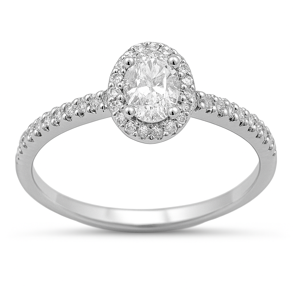 SPECIAL!.25ct G SI 14KT White Gold Oval Diamond Engagement Ring Size 7