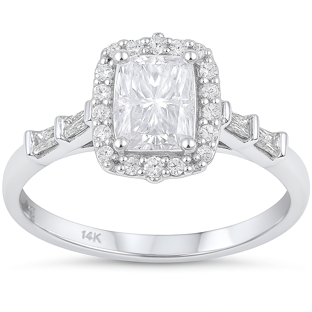 SPECIAL!.96ct G SI 14K White Gold Radiant Cut Diamond Engagement Ring Size 6.5