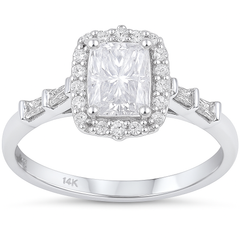 SPECIAL!.96ct G SI 14K White Gold Radiant Cut Diamond Engagement Ring Size 6.5