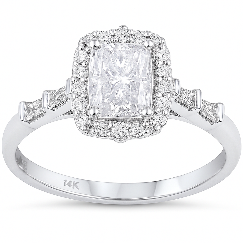 SPECIAL!.96ct G SI 14K White Gold Radiant Cut Diamond Engagement Ring Size 6.5