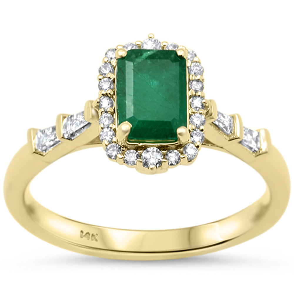SPECIAL!.95ct G SI 14K Yellow Gold Diamond & Emerald Gemstone Ring Size 6.5