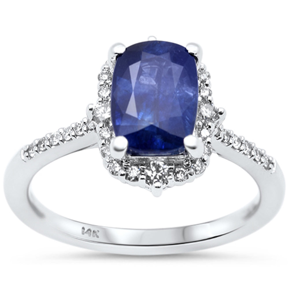 SPECIAL!2.50ct G SI 14K White Gold Diamond & Blue Sapphire Gemstone Ring Size 6.5