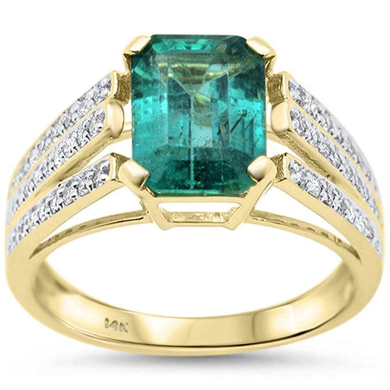 SPECIAL!2.63ct G SI 14K Yellow Gold Diamond & Emerald Gemstone Ring Size 6.5