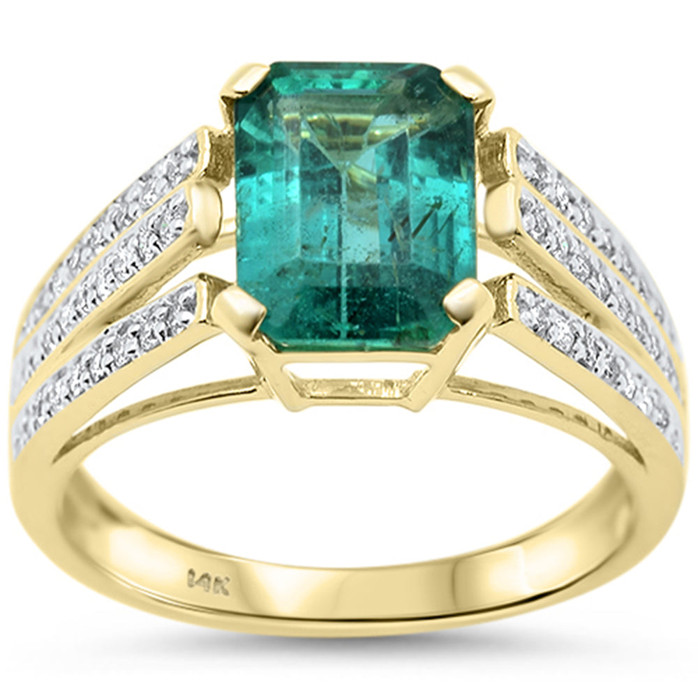 SPECIAL! 2.67ct G SI 14K Yellow Gold Diamond & Emerald Gemstone Ring Size 6.5