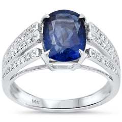 SPECIAL!3.81ct G SI 14K White Gold Diamond & Blue Sapphire Gemstone Ring Size 6.5