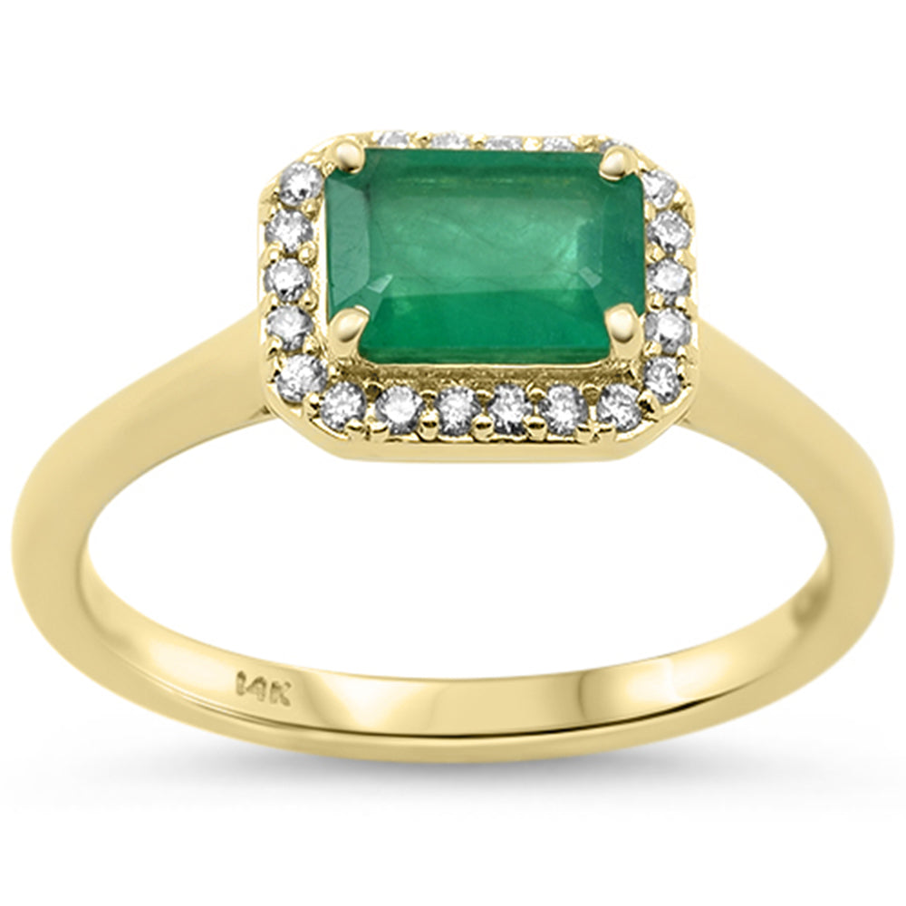 SPECIAL!.93ct G SI 14K Yellow Gold Diamond & Emerald Gemstone Ring Size 6.5