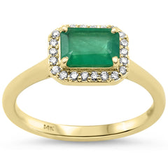 SPECIAL!.93ct G SI 14K Yellow Gold Diamond & Emerald Gemstone Ring Size 6.5