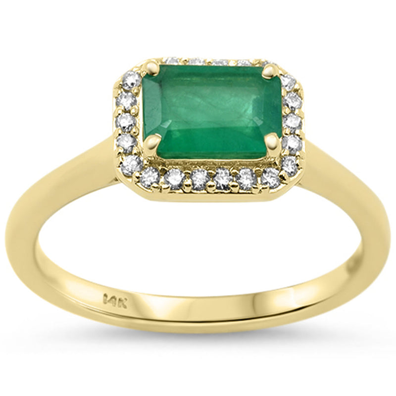 SPECIAL!.93ct G SI 14K Yellow Gold Diamond & Emerald Gemstone Ring Size 6.5