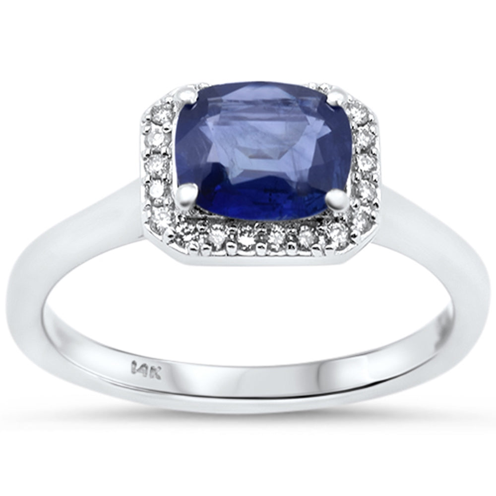 SPECIAL!1.24ct G SI 14K White Gold Diamond & Blue Sapphire Gemstone Ring Size 6.5