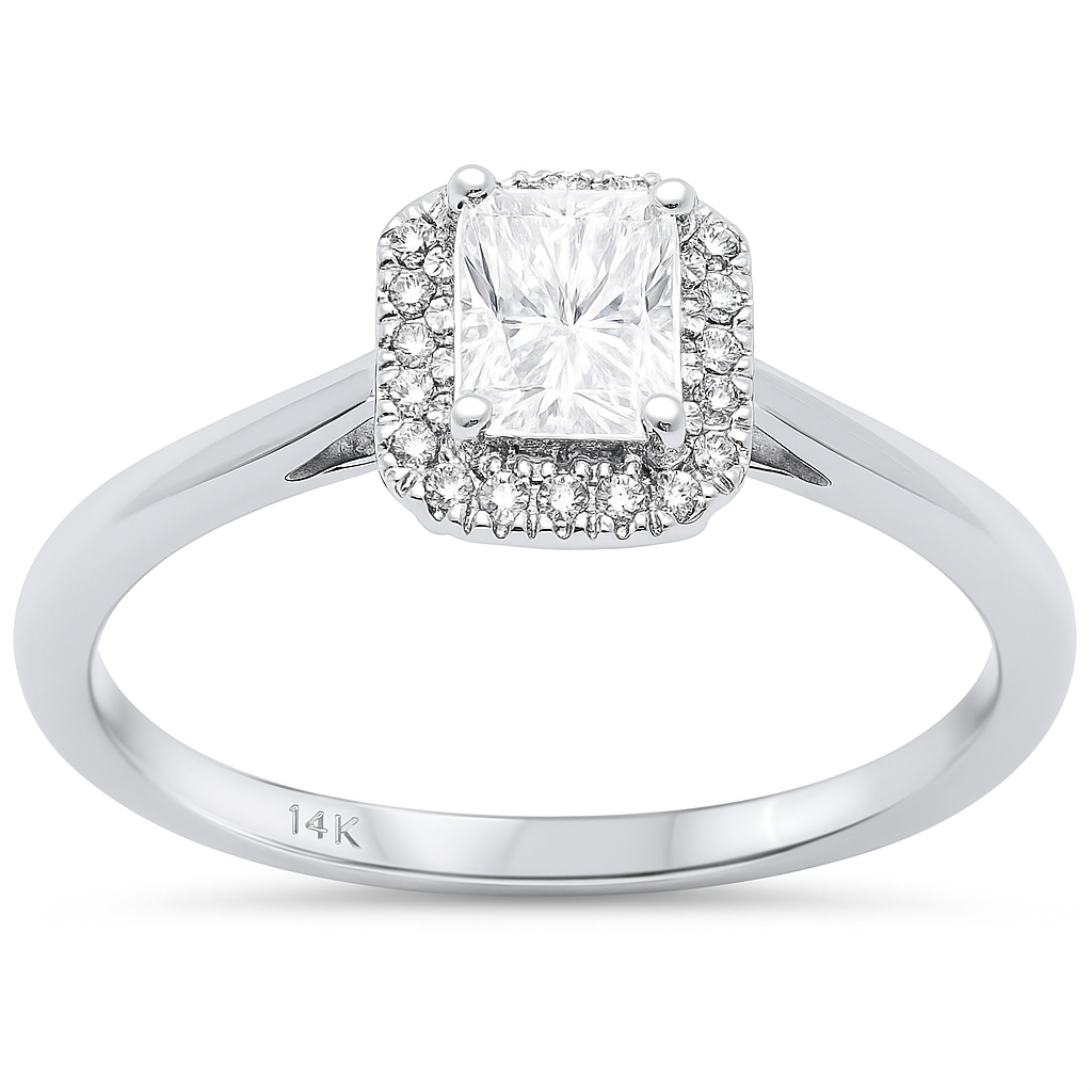 SPECIAL!.57ct G SI 14K White Gold Radiant Cut Diamond Engagement Ring Size 6.5