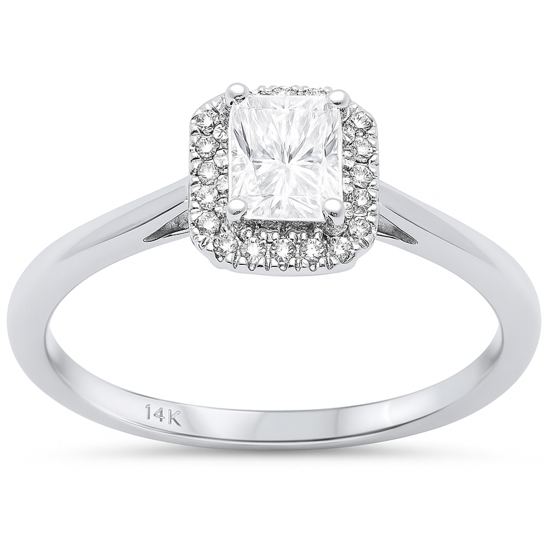 SPECIAL!.57ct G SI 14K White Gold Radiant Cut Diamond Engagement Ring Size 6.5