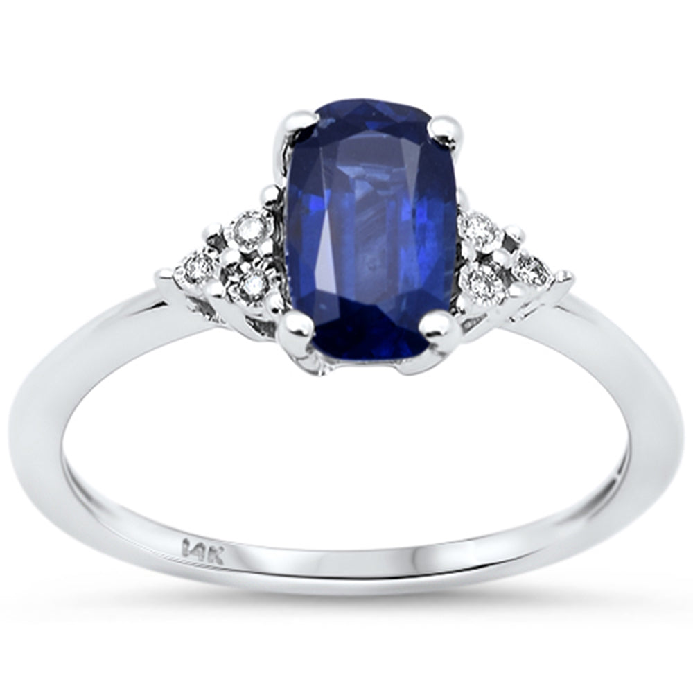 SPECIAL!1.53ct G SI 14K White Gold Diamond & Blue Sapphire Gemstone Ring Size 6.5