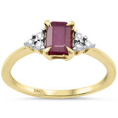 SPECIAL!.87ct G SI 14K Yellow Gold Diamond & Ruby Gemstone Ring Size 6.5