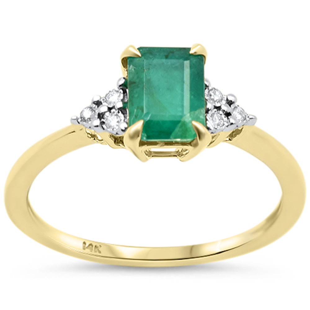 SPECIAL!.68ct G SI 14K Yellow Gold Diamond & Emerald Gemstone Ring Size 6.5
