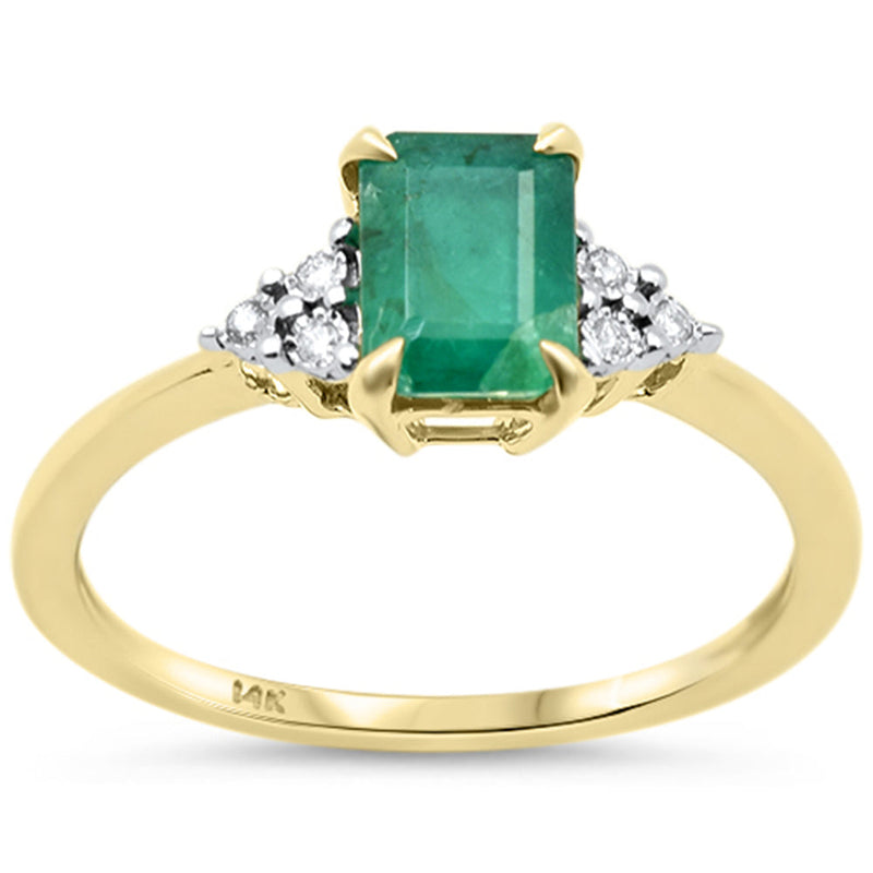SPECIAL!.68ct G SI 14K Yellow Gold Diamond & Emerald Gemstone Ring Size 6.5