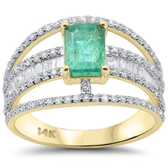 SPECIAL!1.74ct SI 14K Yellow Gold Diamond & Emerald Gemstone Ring Size 6.5