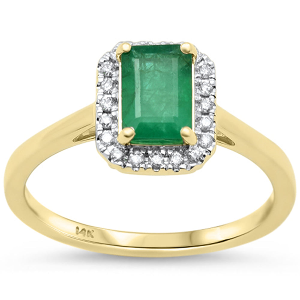 SPECIAL!.96ct G SI 14K Yellow Gold Diamond & Emerald Gemstone Ring Size 6.5
