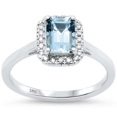 SPECIAL! 1.04ct G SI 14K White Gold Diamond & Aquamarine Gemstone Ring Size 6.5