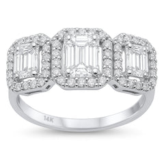 SPECIAL! 1.90ct G SI 14K White Gold Diamond & Emerald Cut Engagement Ring Size 6.5