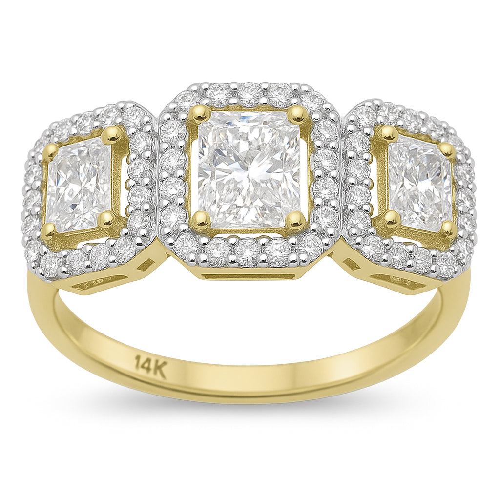SPECIAL!2.04ct G SI 14K Yellow Gold Diamond Radiant Cut Engagement Ring Size 6.5