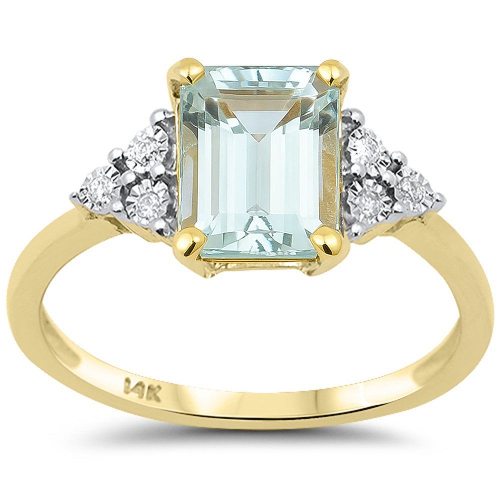 SPECIAL! 2.09ct G SI 14K Yellow Gold Diamond & Aquamarine Gemstone Ring Size 6.5
