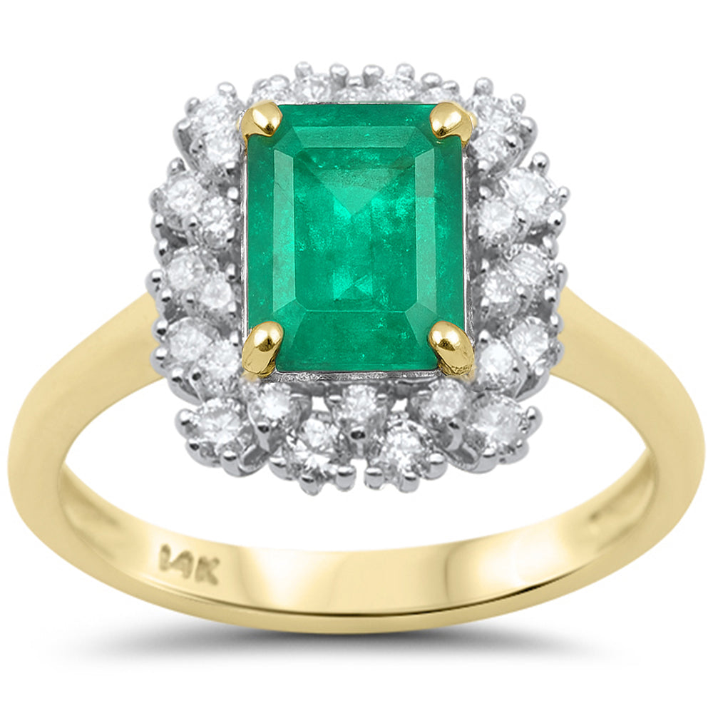 SPECIAL!1.89ct G SI 14K Yellow Gold Diamond & Emerald Gemstone Ring Size 6.5