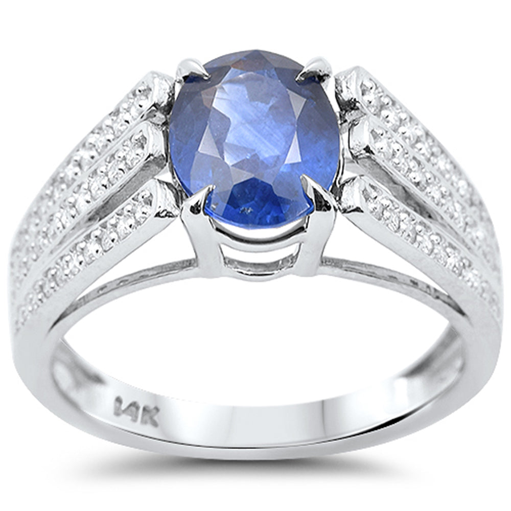 SPECIAL!2.33 G SI 14K White Gold Diamond & Blue Sapphire Gemstone Ring Size 6.5