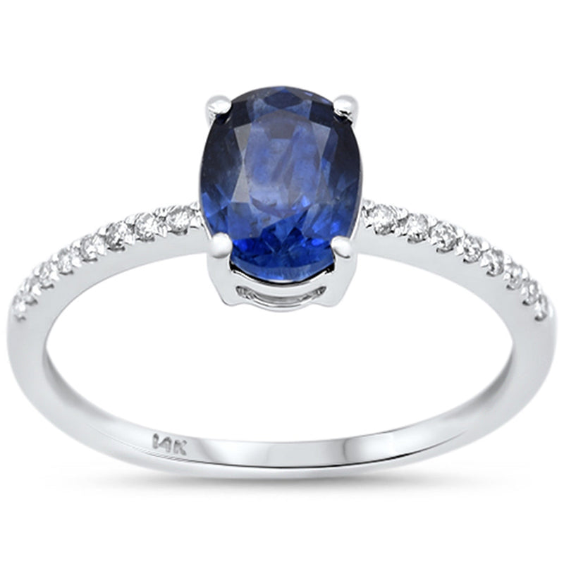 SPECIAL!1.75ct G SI 14K White Gold Diamond & Blue Sapphire Gemstone Ring Size 6.5