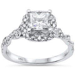 SPECIAL!1.54ct G SI 14K White Gold Princess cut Diamond Engagement Ring Size 6.5