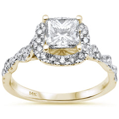SPECIAL!1.53ct G SI 14K Yellow Gold Diamond Princess Cut Engagement Ring Size 6.5