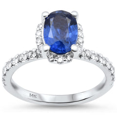 SPECIAL!2.22ct G SI 14K White Gold Diamond & Blue Sapphire Gemstone Ring Size 6.5