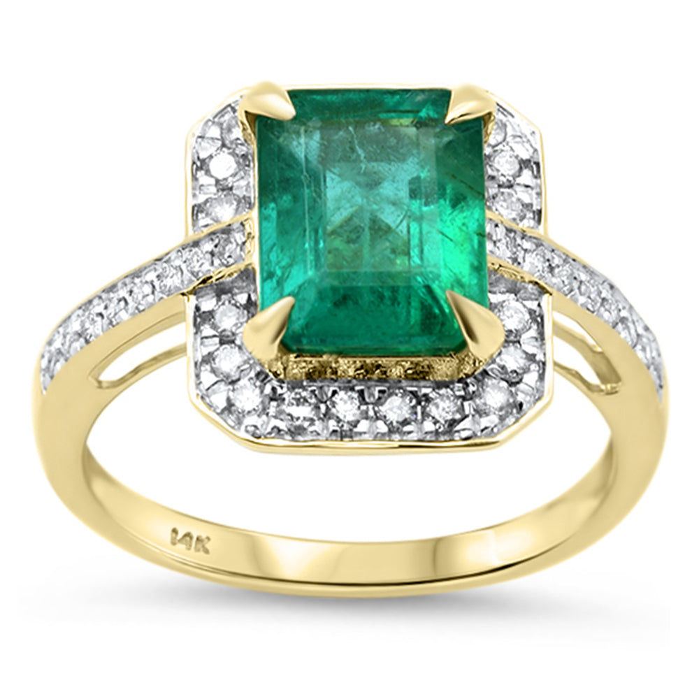 SPECIAL!2.68ct G SI 14K Yellow Gold Diamond & Emerald Gemstone Ring Size 6.5