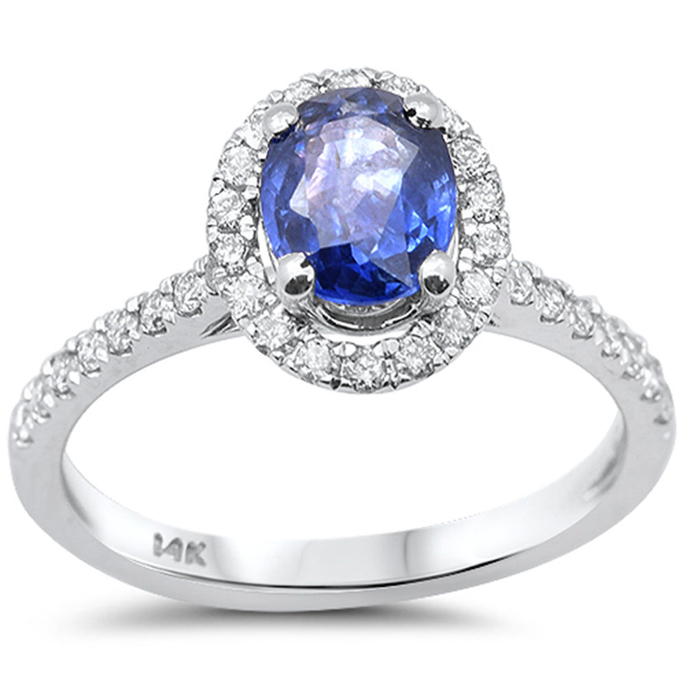 SPECIAL! 1.66ct G SI 14K White Gold Diamond & Blue Sapphire Gemstone Ring Size 6.5