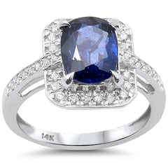 SPECIAL!2.64ct G SI 14K White Gold Diamond & Blue Sapphire Gemstone Ring Size 6.5