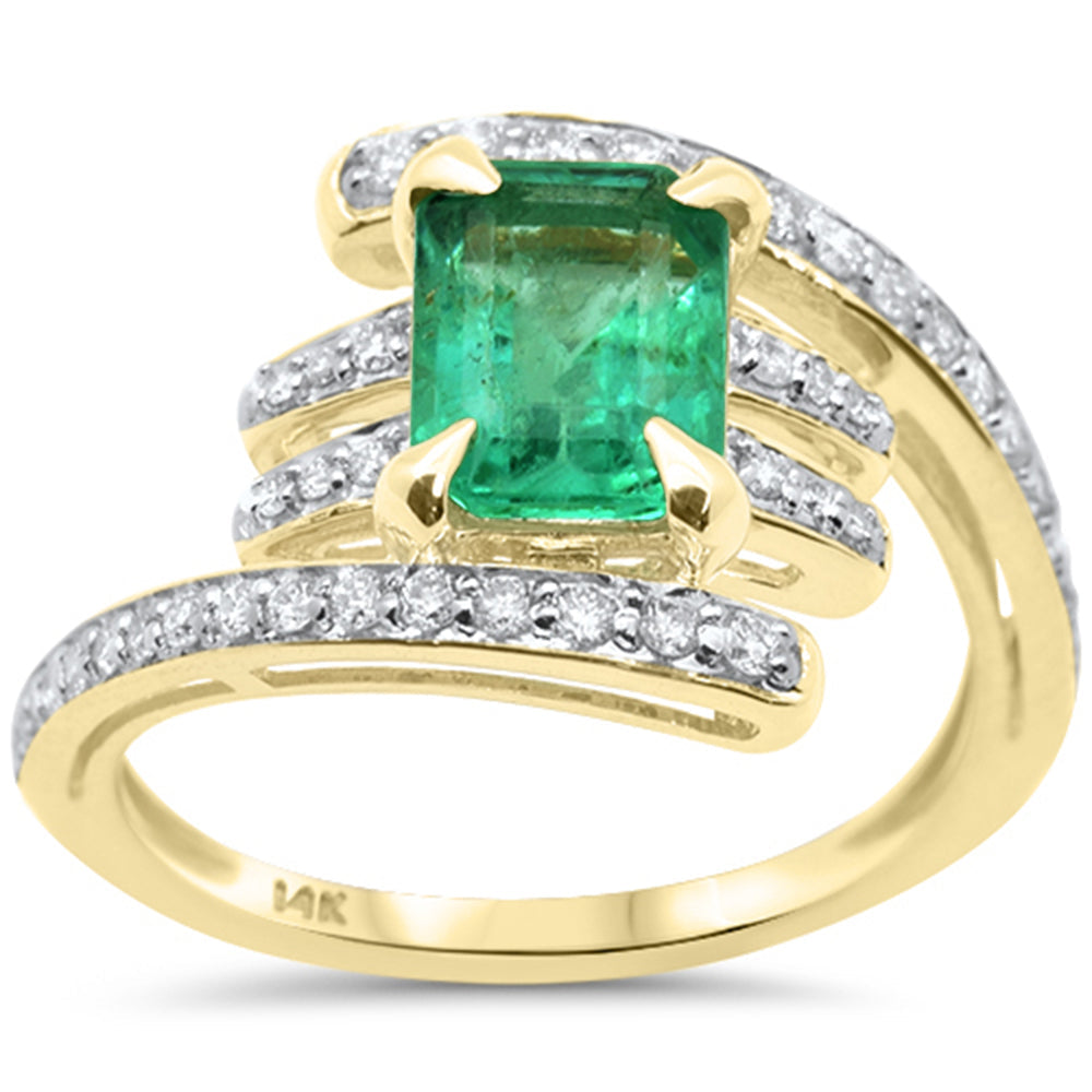 SPECIAL!1.85ct G SI 14K Yellow Gold Diamond & Emerald Gemstone Ring Size 6.5