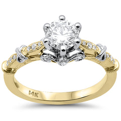 SPECIAL!1.01ct G SI 14K Two Tone Diamond Round Diamond Engagement Ring Size 6.5