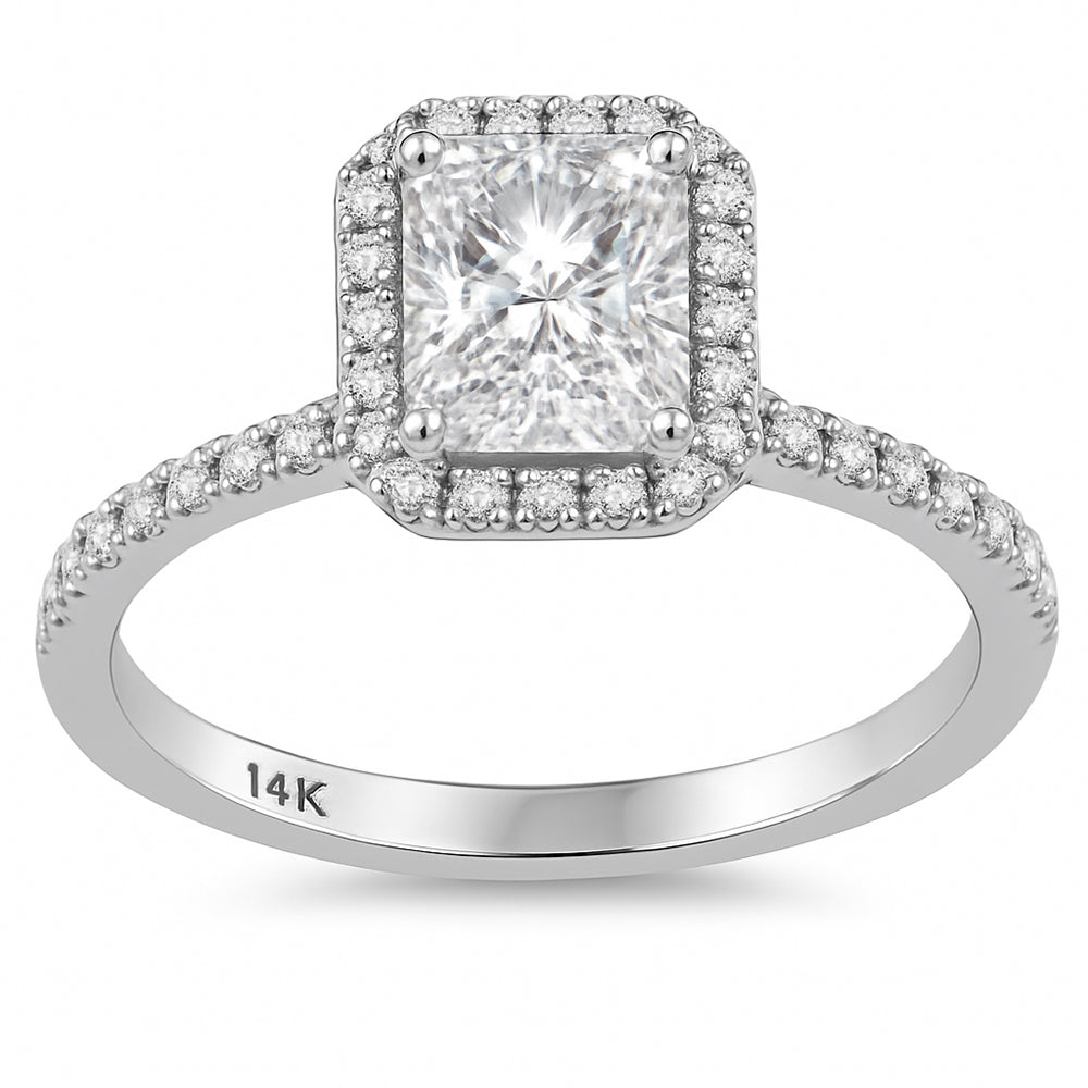 SPECIAL!1.11ct G SI 14K White Gold Radiant Cut Diamond Engagement Ring Size 6.5