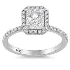 SPECIAL!1.11ct G SI 14K White Gold Radiant Cut Diamond Engagement Ring Size 6.5