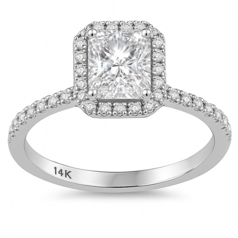 SPECIAL!1.11ct G SI 14K White Gold Radiant Cut Diamond Engagement Ring Size 6.5