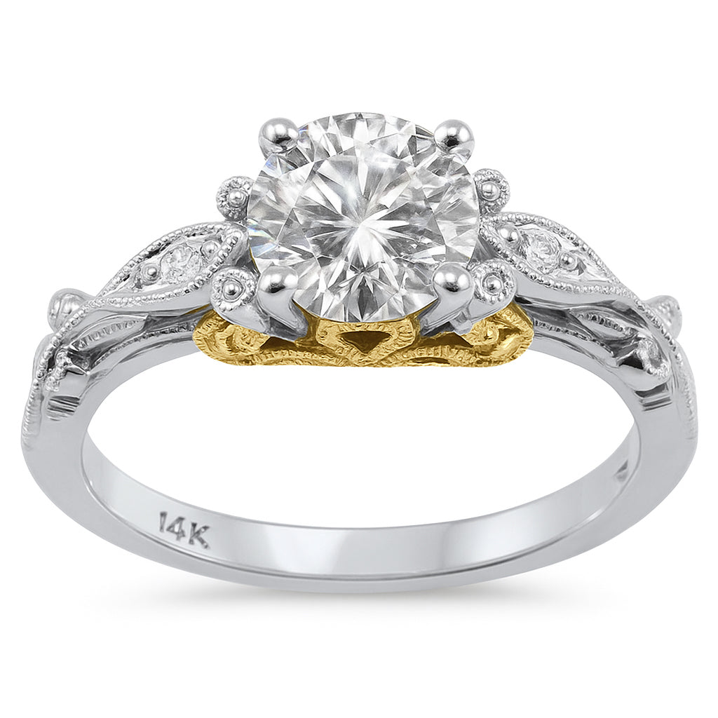 SPECIAL!.95ct G SI 14K Two Tone Gold Round Diamond Engagement Ring Size 6.5