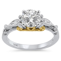 SPECIAL!.95ct G SI 14K Two Tone Gold Round Diamond Engagement Ring Size 6.5