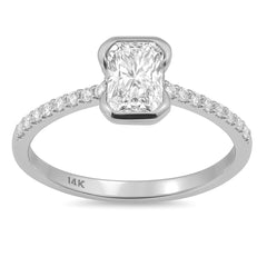 SPECIAL!.85ct G SI 14K White Gold Diamond & Radiant Engagement Ring Size 6.5