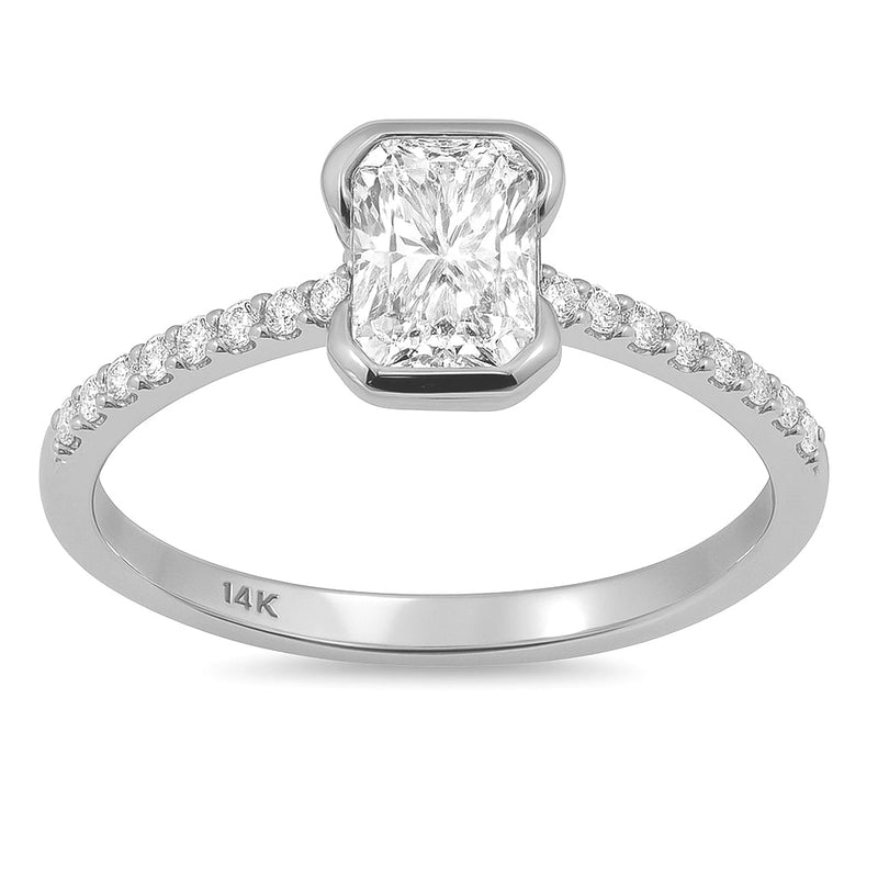 SPECIAL!.85ct G SI 14K White Gold Diamond & Radiant Engagement Ring Size 6.5