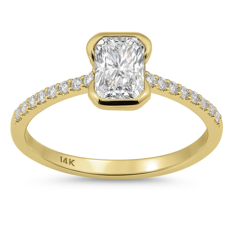 SPECIAL!1.13ct G SI 14K Yellow Gold Radiant Diamond Engagement Ring Size 6.5
