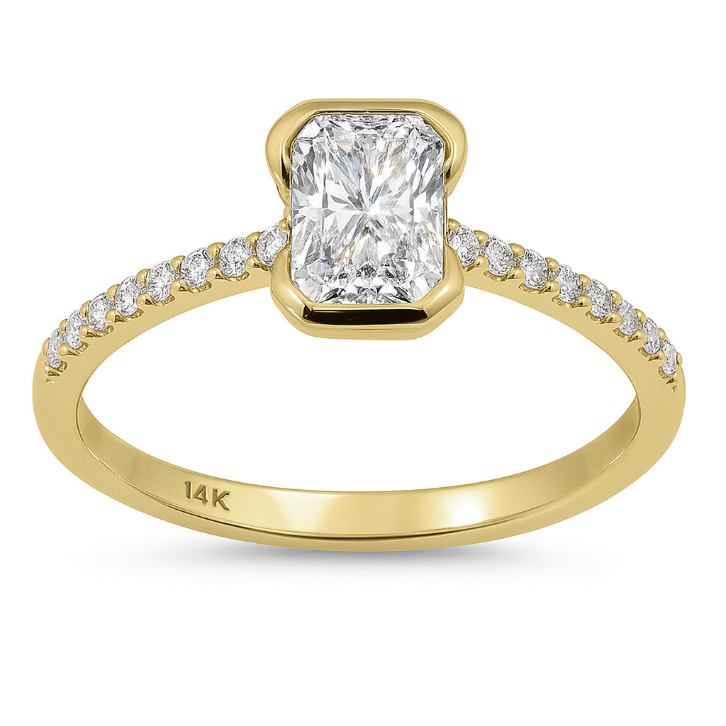 SPECIAL!.81ct G SI 14K Yellow Gold Radiant Diamond Engagement Ring Size 6.5