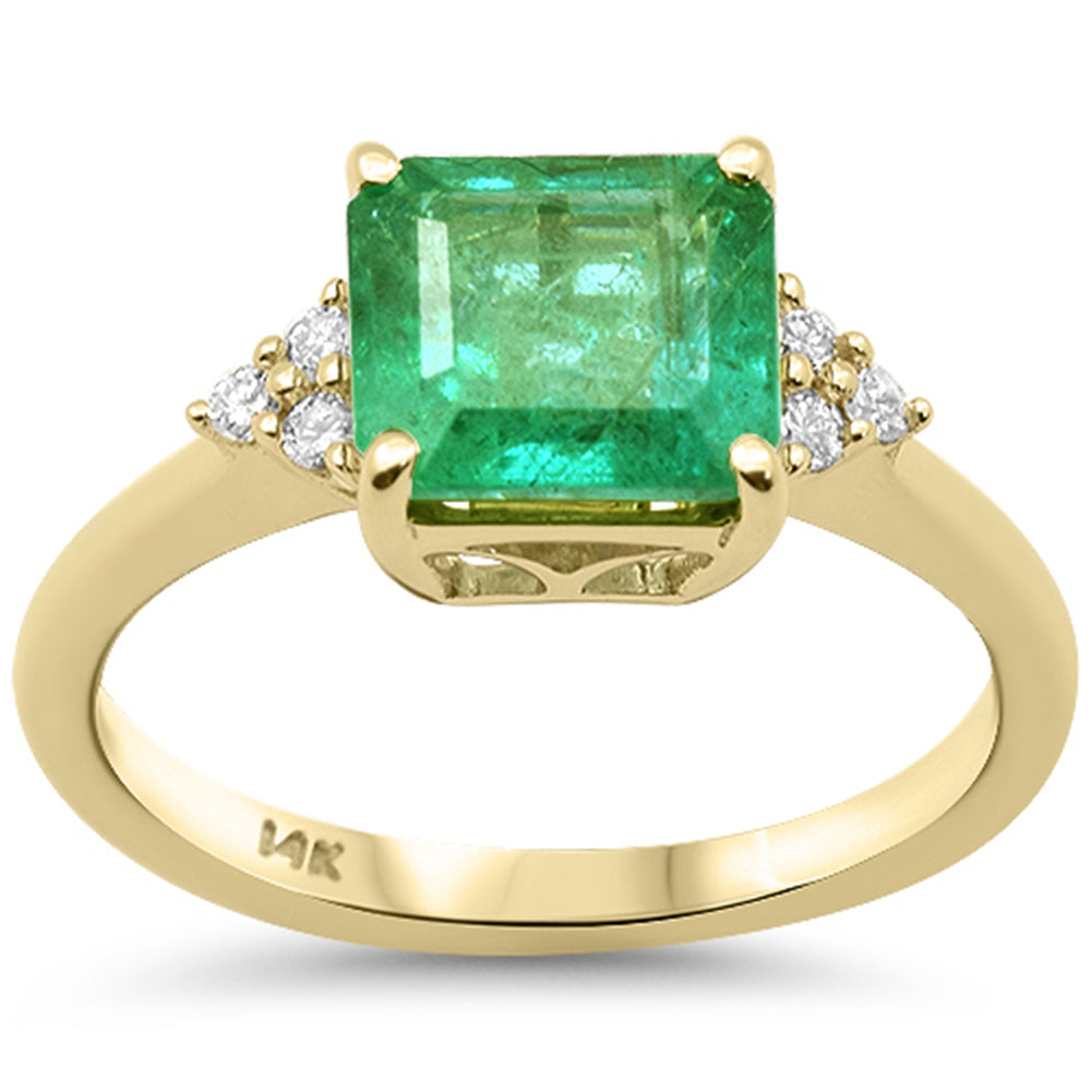 SPECIAL!2.17ct G SI 14K Yellow Gold Diamond & Emerald Gemstone Ring Size 6.5