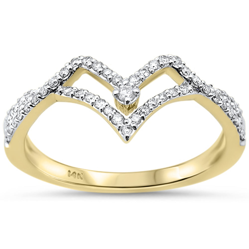 SPECIAL!.25ct G SI 14K Yellow Gold Diamond Chevron Band Ring Size 6.5