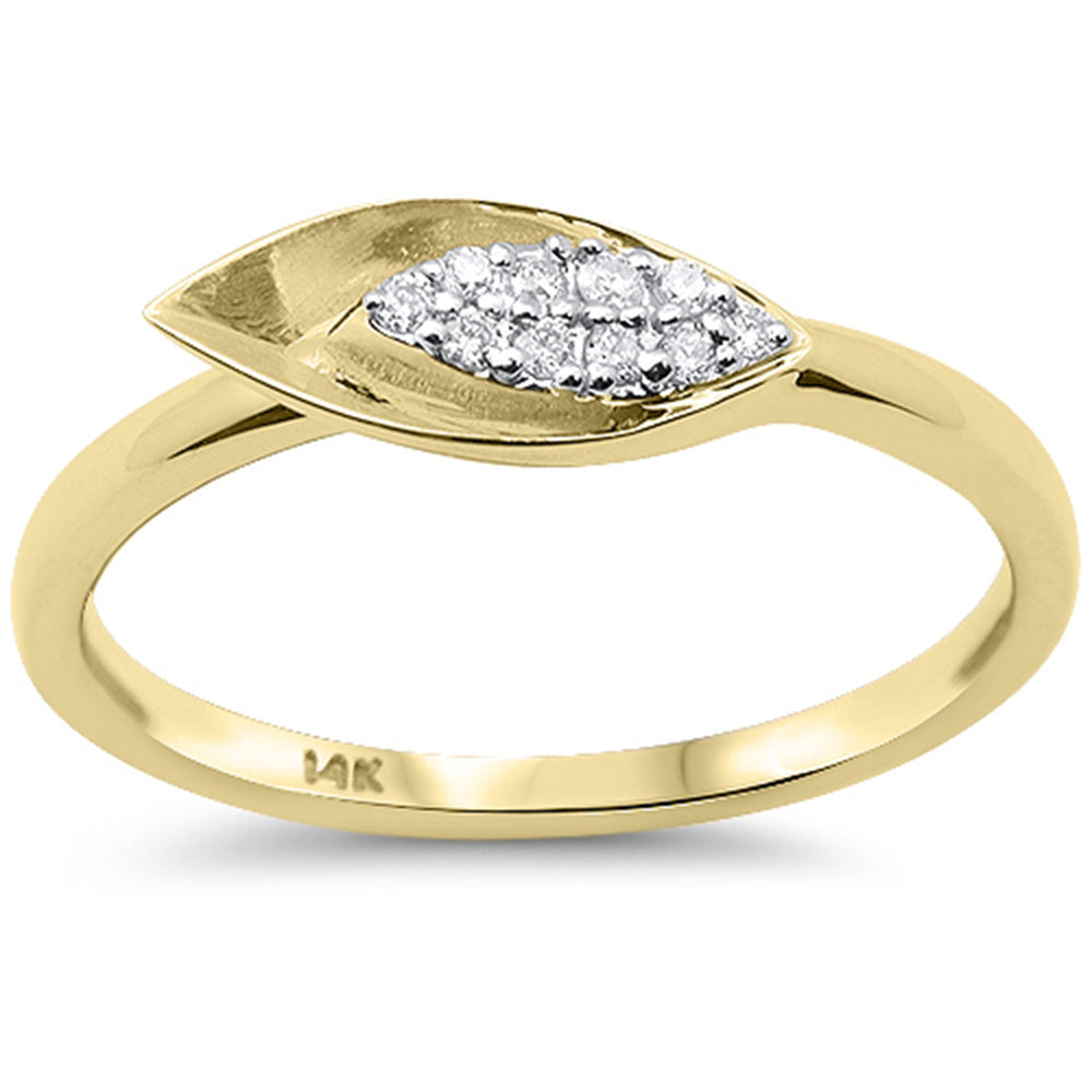 SPECIAL! .07ct G SI 14K Yellow Gold Diamond Pear Shape Leaf Band Ring Size 6.5